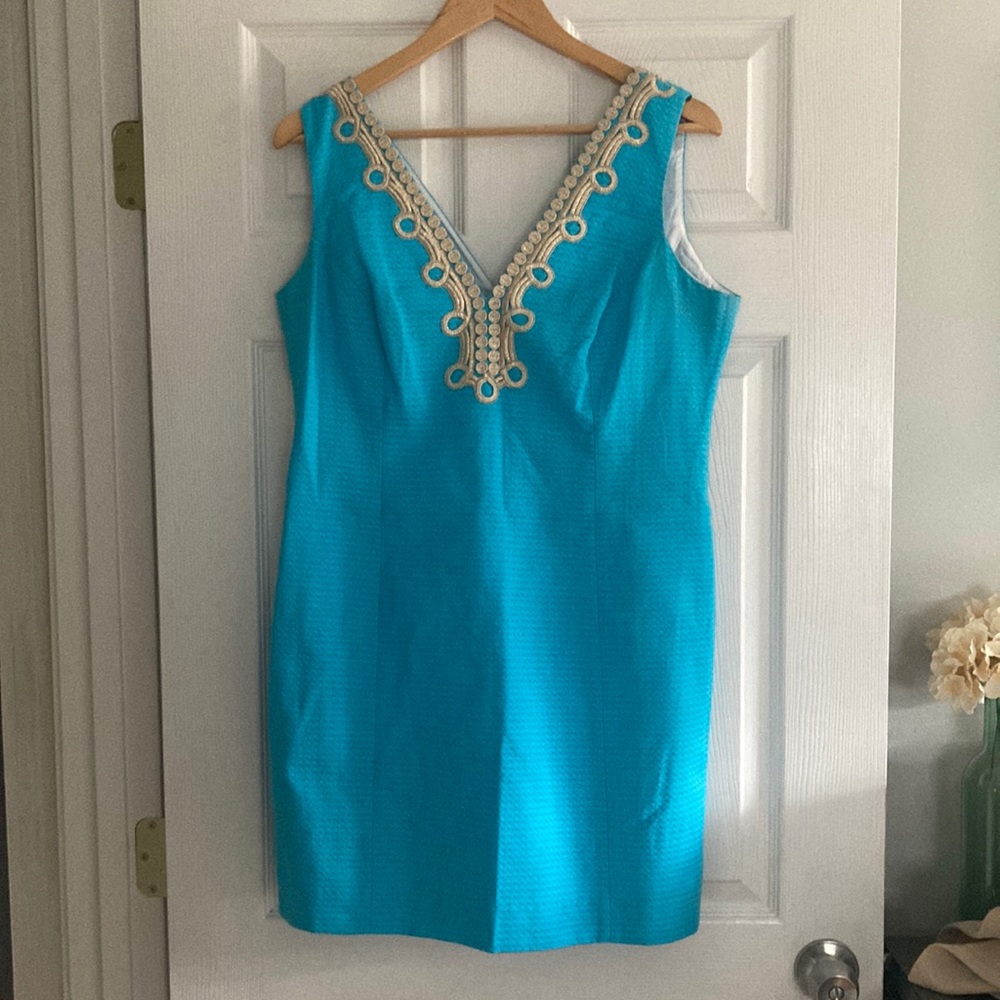 Lilly Pulitzer blue/gold dress size 14
